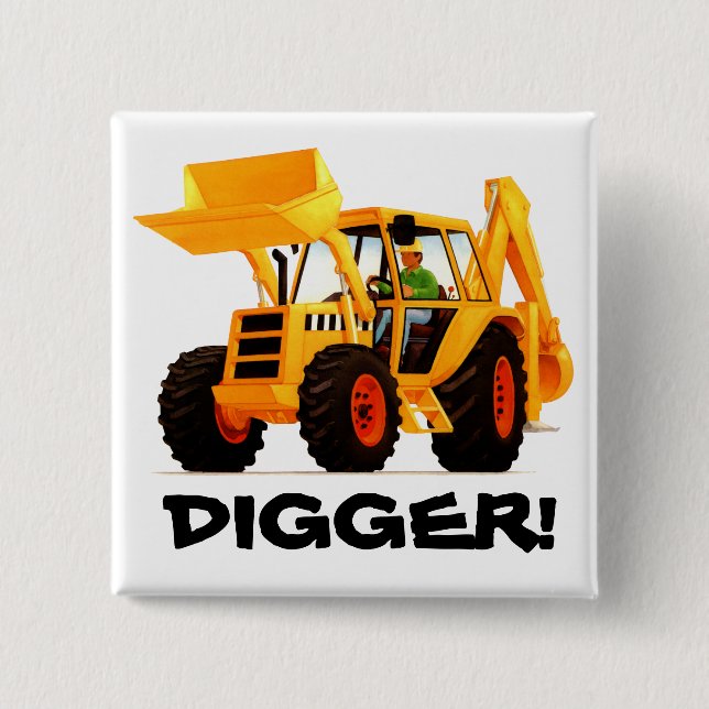 Yellow Digger 15 Cm Square Badge (Front)