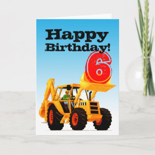 Yellow Digger 6th Birthday Card