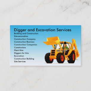 Yellow Digger / Excavator Custom Construction Business Card