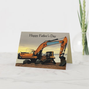 Yellow Digger & Tractor Moving Shingle at Hythe Card