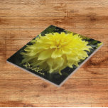 Yellow Dinner Plate Dahlia Floral Tile<br><div class="desc">Ceramic tile that features the photo image of a huge,  yellow Dinner Plate Dahlia flower. A lovely,  floral design! Select your tile size. Makes a great kitchen trivet!</div>