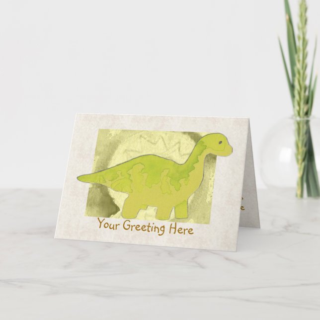 Yellow Dinosaur Greeting Card (Front)