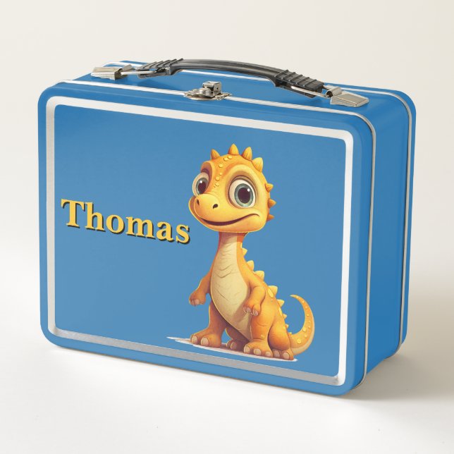 Yellow Dinosaur Metal Lunch Box (Front)