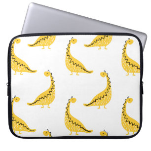 Yellow dinosaur seamless pattern. Funny vintage il Laptop Sleeve