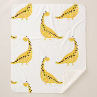Yellow dinosaur seamless pattern. Funny vintage il Sherpa Blanket
