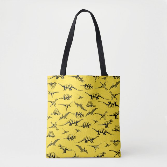 Yellow Dinosaurs Tote Bag (Front)