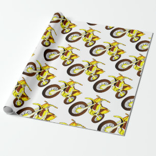 Yellow dirt bike 🚲 MX motorcycle 🏍 Wrapping Paper