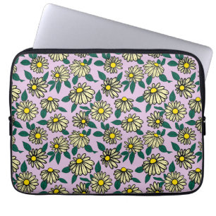 Yellow Ditsy Floral Pattern Laptop Sleeve