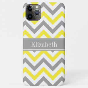 Yellow Dk Gray White LG Chevron Gray Name Monogram Case-Mate iPhone Case