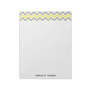 Yellow, Dk Gray Wht Large Chevron ZigZag Pattern Notepad