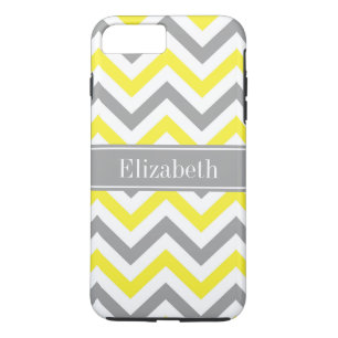 Yellow Dk Grey White LG Chevron Grey Name Monogram Case-Mate iPhone Case