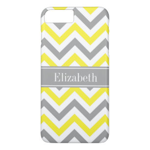 Yellow Dk Grey White LG Chevron Grey Name Monogram Case-Mate iPhone Case