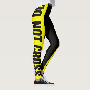 Yellow Do Not Cross Crime Scene Tape Danger Areas Leggings