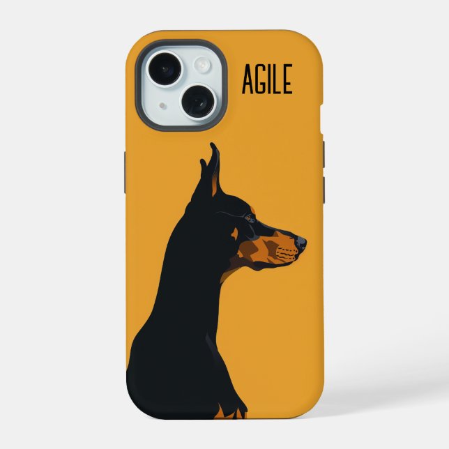 Yellow Doberman iPhone 15 Case (Back)