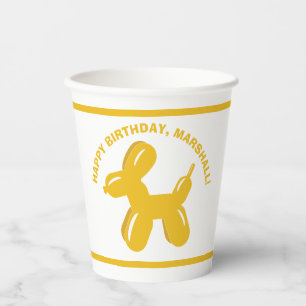 Yellow Dog Balloon Animal Personalised Party Paper Cups