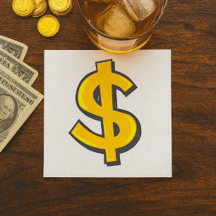 Yellow Dollar Symbol Napkin