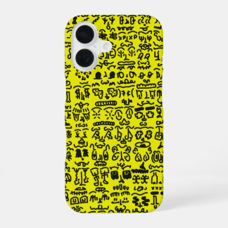 Yellow Doodle Pattern Phone Case - Abstract Black