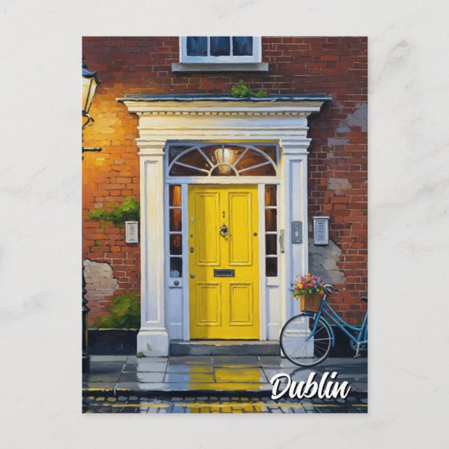 Yellow Door in Dublin Postcard (Front)