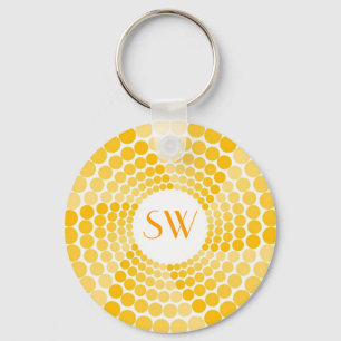 Yellow Dot Swirl Key Ring