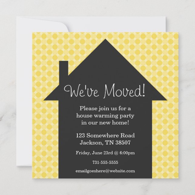 Yellow Dots House Warming Party Invitations (Front)