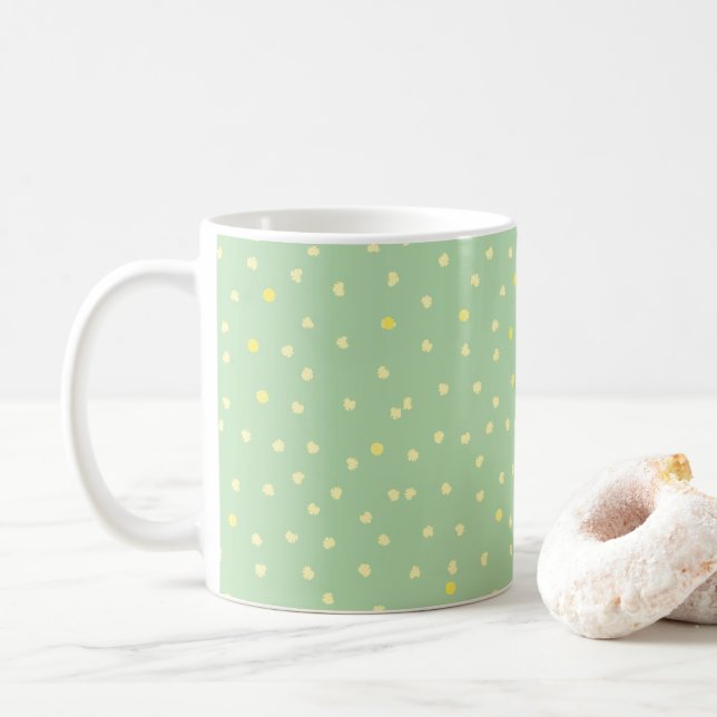 yellow dots in green coffee mug (With Donut)