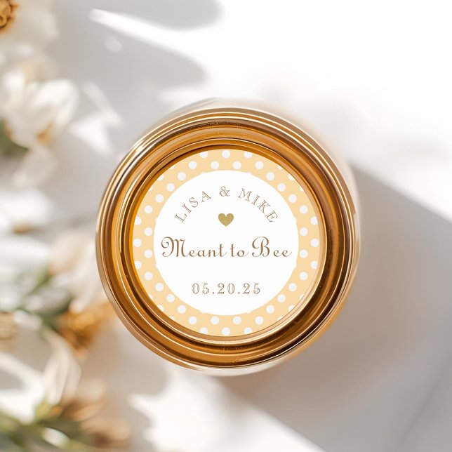 Yellow Dots Meant to Bee Honey Wedding Favour Classic Round Sticker (Creator Uploaded)