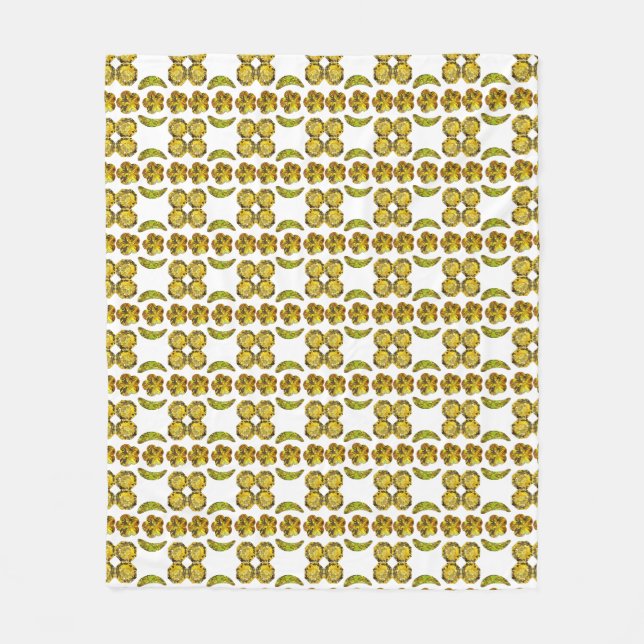 Yellow Dotted Pattern Fleece Blanket (Front)