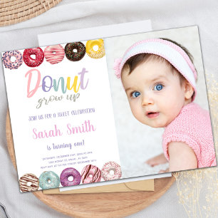 Yellow Doughnut Invitations with photo