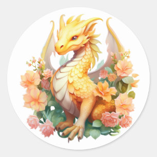 Yellow Dragon Classic Round Sticker