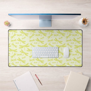 Yellow Dragonflies Pattern Desk Mat