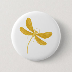 yellow dragonfly 6 cm round badge