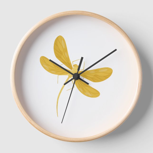yellow dragonfly clock (Front)