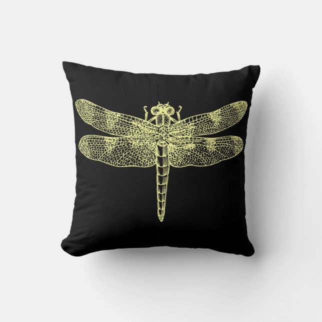 Yellow Dragonfly Cushion (Front)