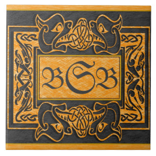 "Yellow Dragons Breath" 3 Initial Monogram Tile
