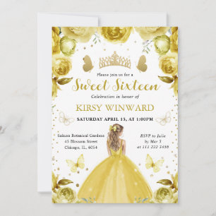 Yellow Dress Blonde Princess Sweet 16 Invitation