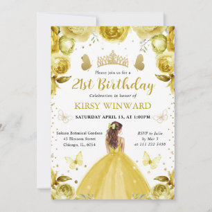 Yellow Dress Red Hair Princess Birthday Invitation