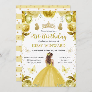 Yellow Dress Red Hair Princess Birthday Invitation
