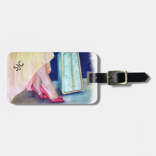 YELLOW DRESS, RED SHOES PERSONALIZED LUGGAGE TAG