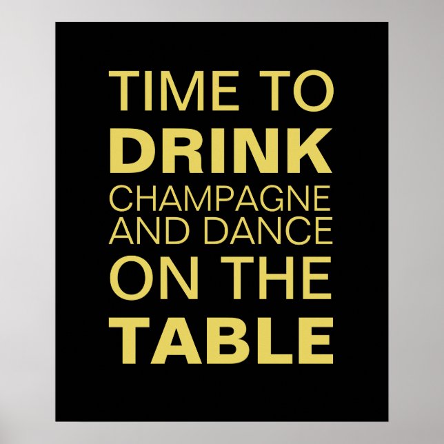 Yellow Drinking Champagne Party Poster (Front)