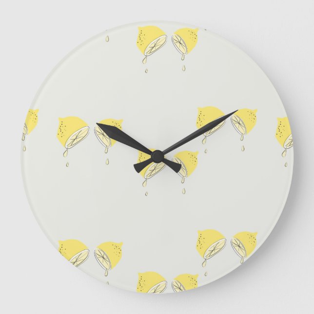 Yellow dripping lemon slices large clock (Front)