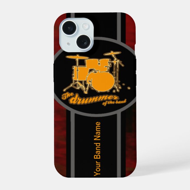 yellow drum customisable iPhone 15 case (Back)