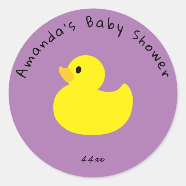 Yellow Duck - Baby Shower Classic Round Sticker (Front)