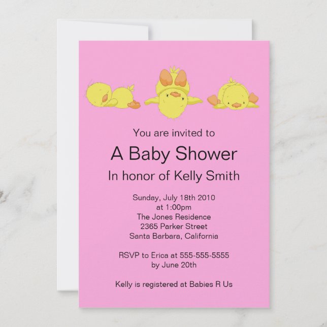 Yellow Duck Baby Shower Invitation (Front)
