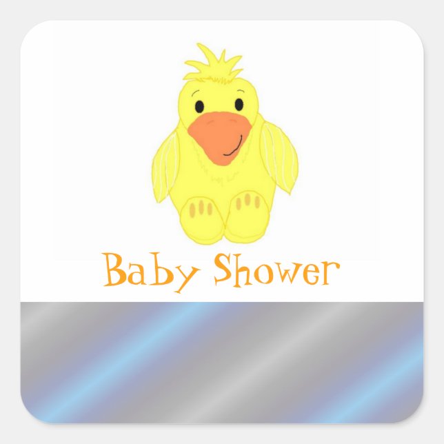 Yellow Duck Baby Shower Square Sticker (Front)