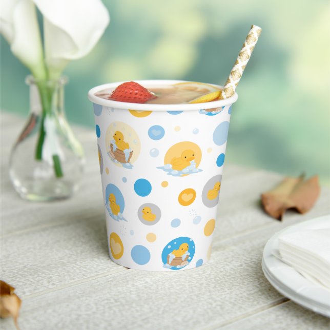 Yellow Duck Bubble Bath Patterned Paper Cup (Insitu)