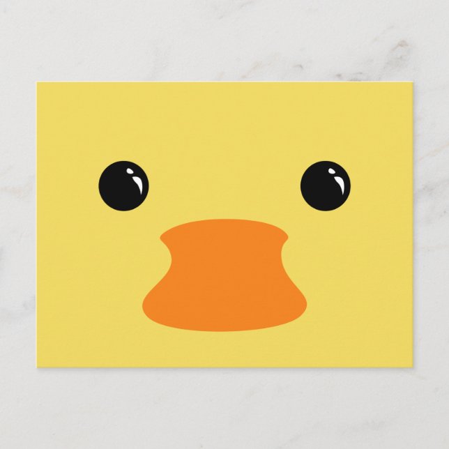 Yellow Duck Cute Animal Face Design Postcard (Front)