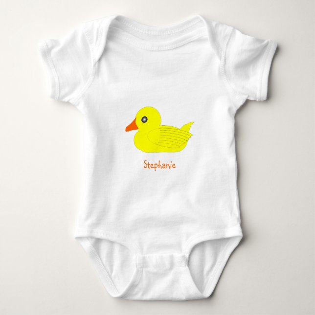 Yellow Duck Design Personalised Baby Bodysuit (Front)