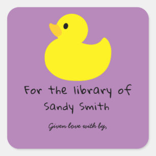 Yellow duck - for the library of square sticker