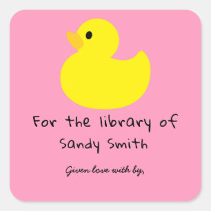 Yellow duck - for the library of square sticker