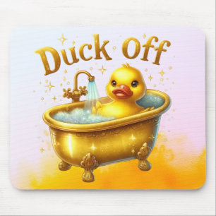 Yellow duck in bathtub mouse pad